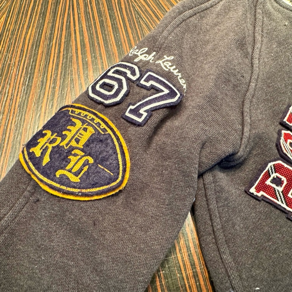 Polo Ralph Lauren Men's XS Letterman P Wing Grey Varsity Jacket Bomber - Picture 7 of 10